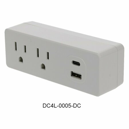 Prime 2-Outlet Wall Tap with USB-A and USB-C Chargers PBUC013